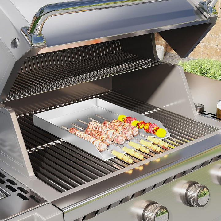 Froadp Edelstahl Grillplatte | 20x30x4cm Universal BBQ Plancha mit Ölrinne | BBQ Plancha für Gas- &amp;