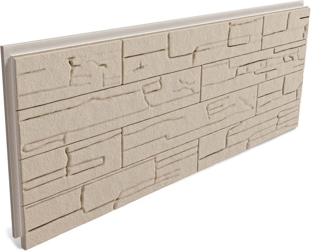 HEXIM Fassadenpaneele 1 Stück 121x50cm EPS Styropor Acrylbeschichtung Steinoptik Weiss - 3D Fassaden