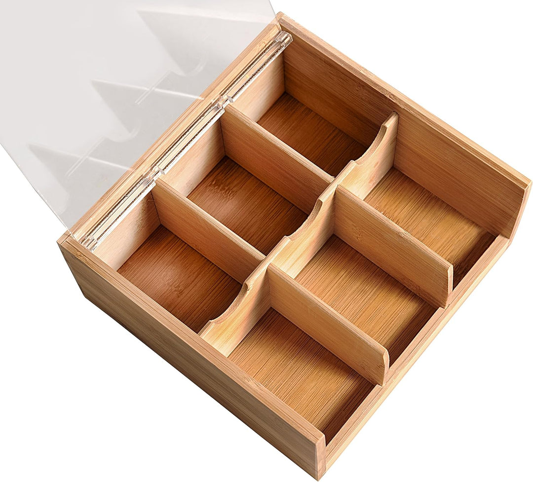 Kesper Tee-Box mit 6 Fächern Teebox Teebeutel Box Teebeutel Aufbewahrung Braun 22 x 21 x 9.5 cm