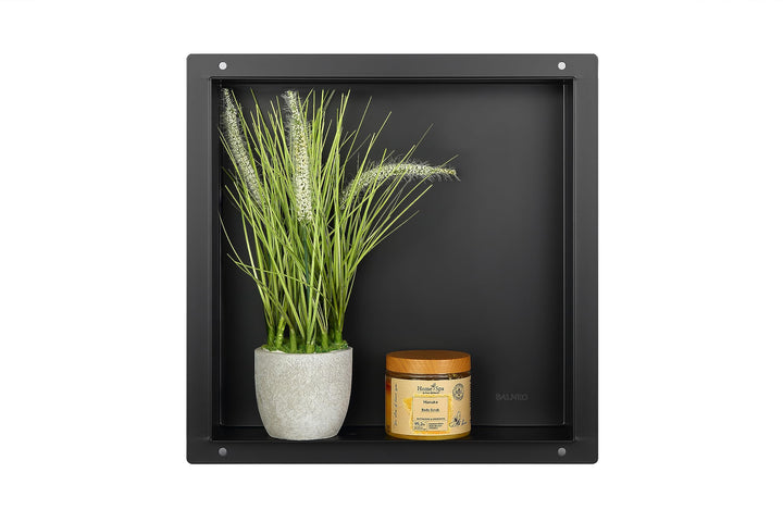 Balneo WALL-Box NO RIM - Schwarz Nische Edelstahl - Schwarz Wandnische Dusche - Wasserdicht - Flexib