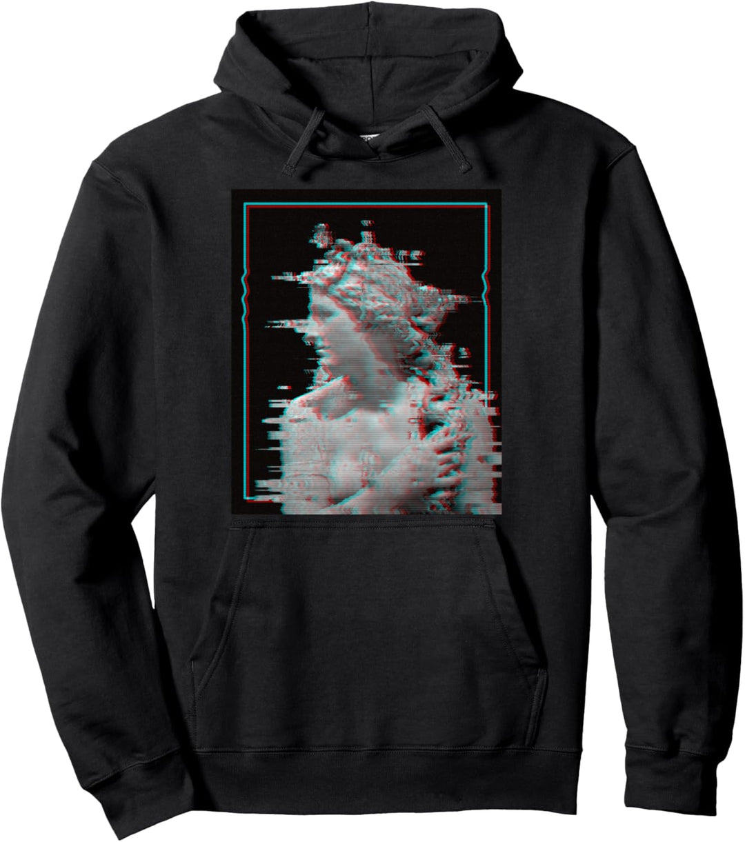Griechische Statue Glitch Retrowelle Synthwave Vaporwave Pullover Hoodie