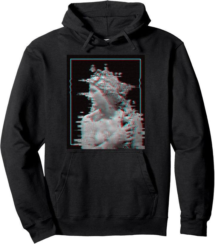 Griechische Statue Glitch Retrowelle Synthwave Vaporwave Pullover Hoodie