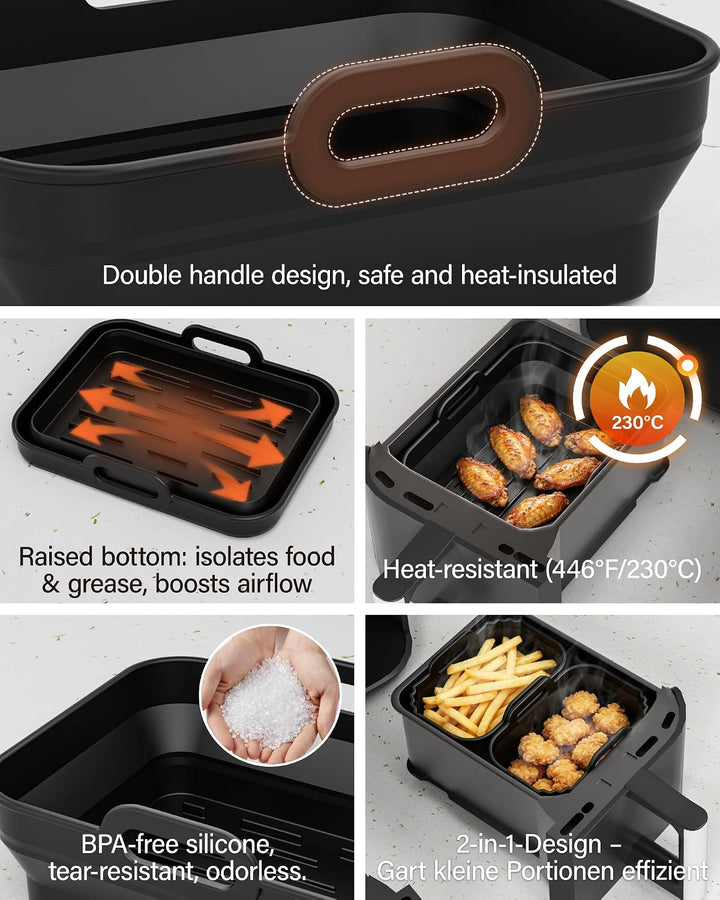 Silikonform Heissluftfritteuse, Airfryer Zubehör 4 Stück für Ninja AF400EU SL400EU AF451EU, COSORI,