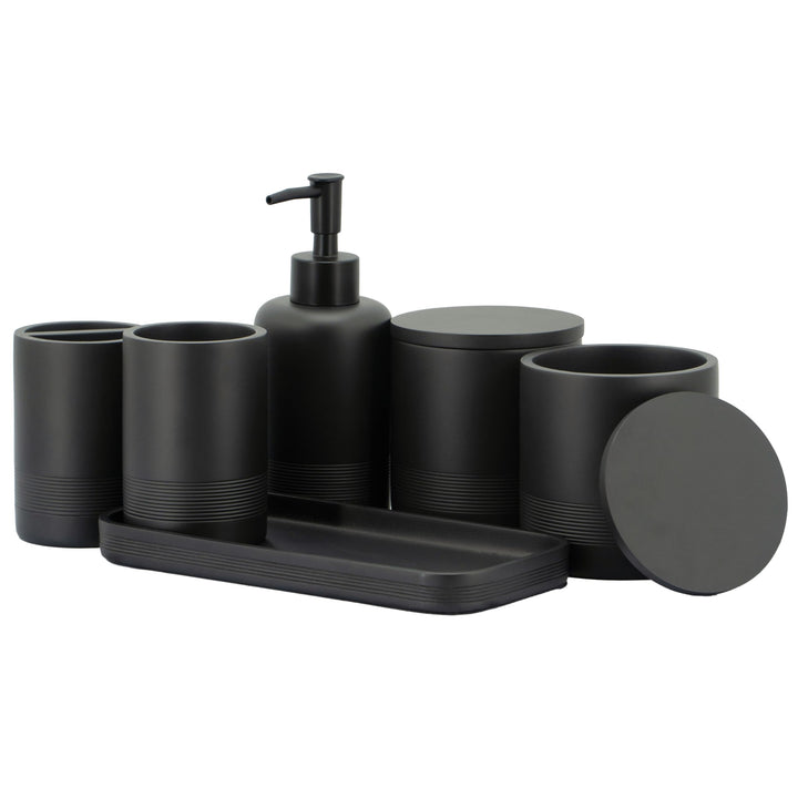 zccz Schwarzes Badezimmer-Zubehör-Set 6-teilig – Badezimmer-Organizer mit Zahnbürstenhalter, Lotions