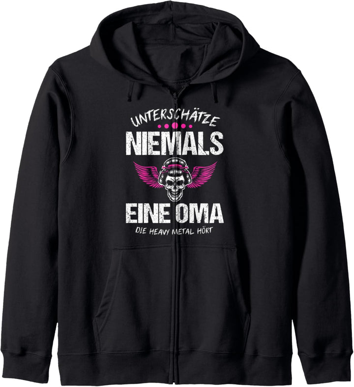 Heavy Metal Oma Totenkopf Musik Kapuzenjacke