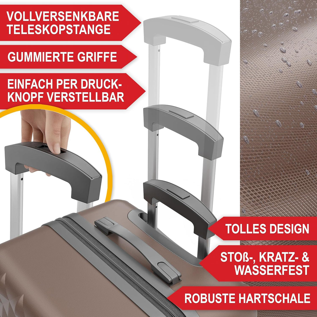 Onbest Premium Koffer Set 4 teilig – Rollkoffer mit TSA-Lock, USB-Anschluss– Plus 1x Kofferwaage, 2X
