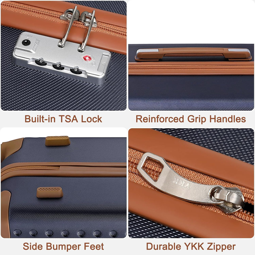 KONO Koffer Trolley Gross Hartschalenkoffer Reisekofferset Koffer Kofferset Gepäck Rollkoffer Schlos