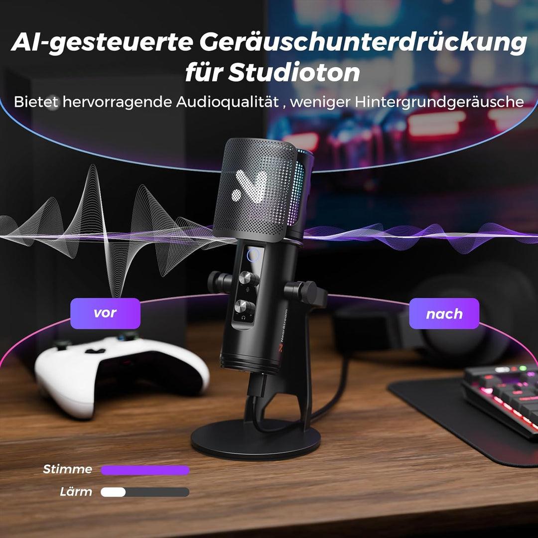 NearStream RGB Gaming Mikrofon Kit mit Stand,USB Mikrofon für Podcasts/Streaming,Kondensator mikrofo