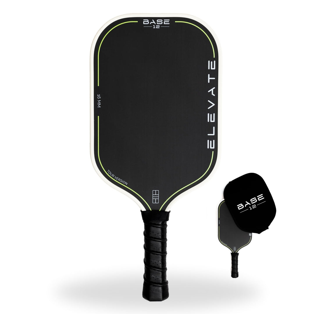 BASE12 Pickleball Schläger Carbon – Premium Paddle 16mm, Raue Oberfläche für Kontrolle & Spin – Idea