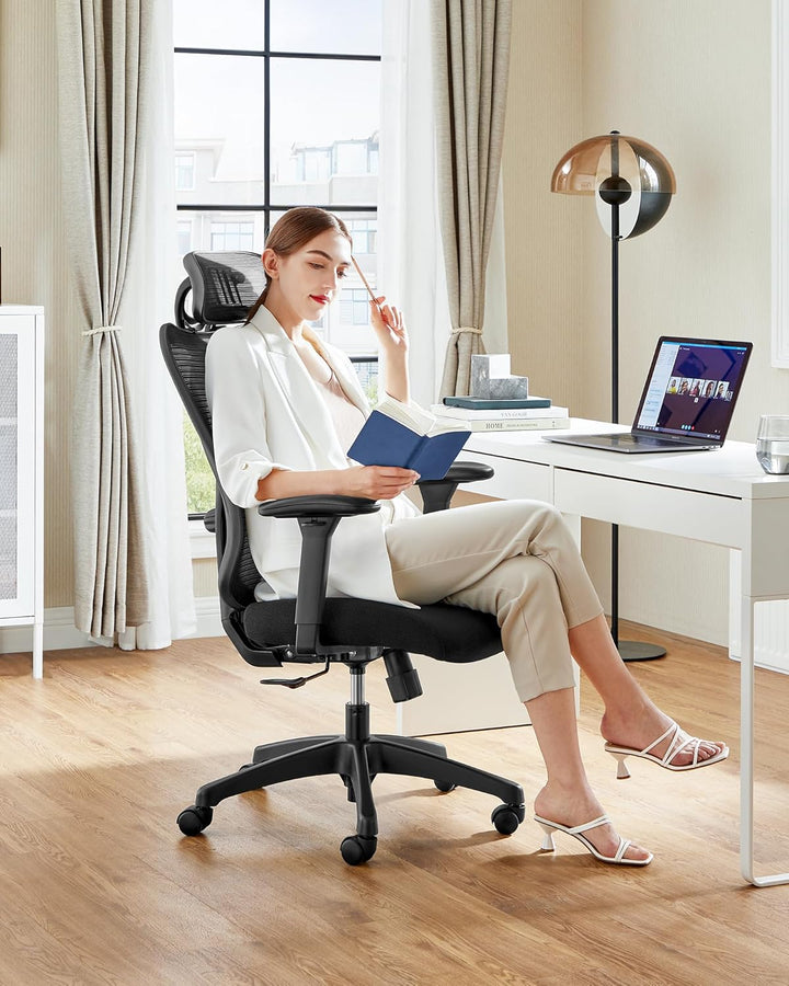 SONGMICS Bürostuhl, ergonomischer Schreibtischstuhl, Computerstuhl, Netzstuhl, verstellbare Lendenst
