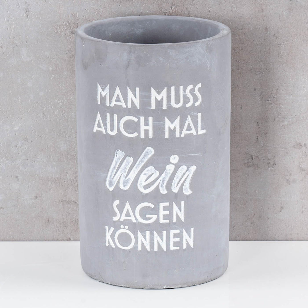 levandeo Weinkühler H21cm Beton Grau Flaschenkühler Spruch Wein Sektkühler Tischdeko Candlelight Din