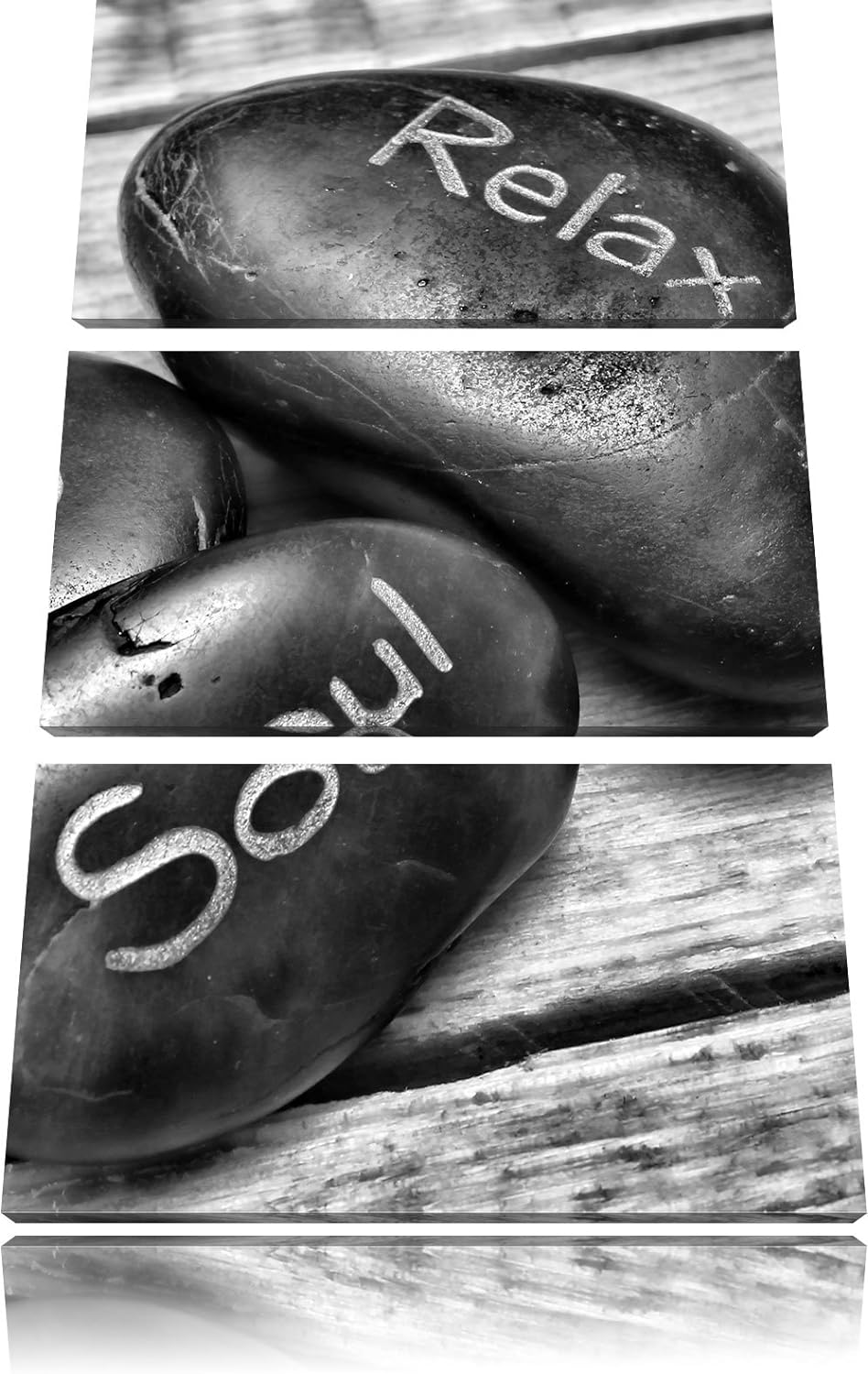 Pixxprint Monocrome, Wellness Steine Body Soul Relax 3-Teiler Leinwandbild 120x80 Bild auf Leinwand