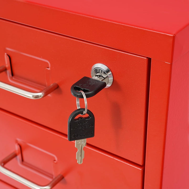 Rollcontainer 6 Schubladen Stahl für Büro &amp; Studie, 4 Rollen | Jede Schublade trägt 8-10 kg. Geeigne
