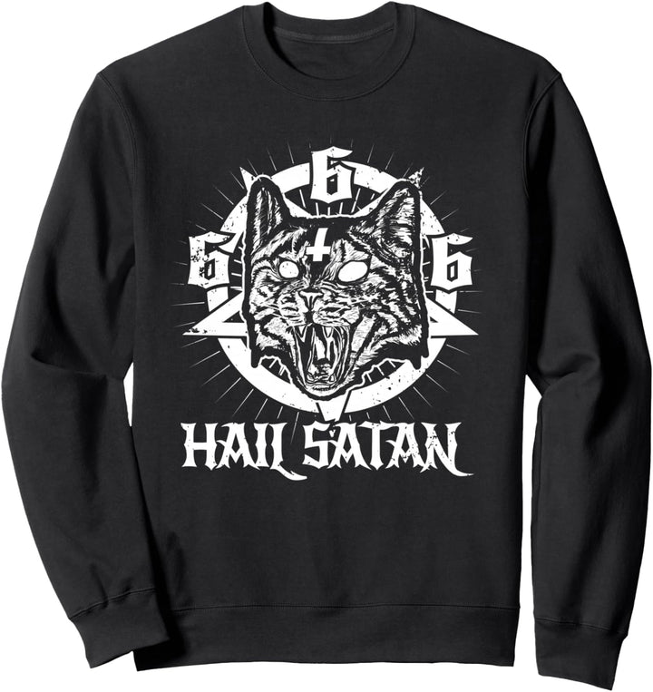 Hail Satan Satanische Katze Pentagramm 666 Okkult Gothic Sweatshirt