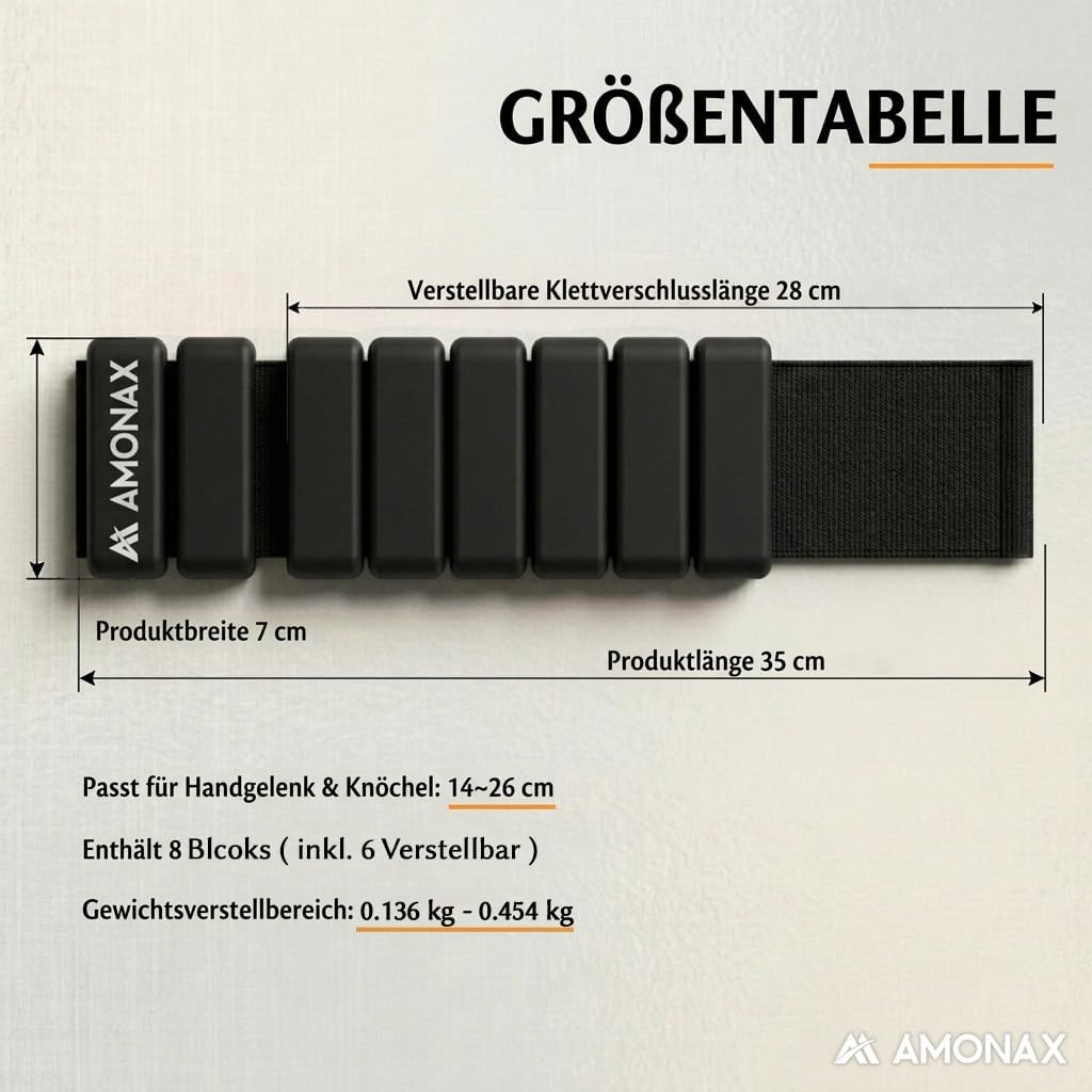 Amonax Gewichtsmanschetten Ankle Weights Set, Fitness Gewichte Für Beine Und Arme, 2x0,5kg Gewichte