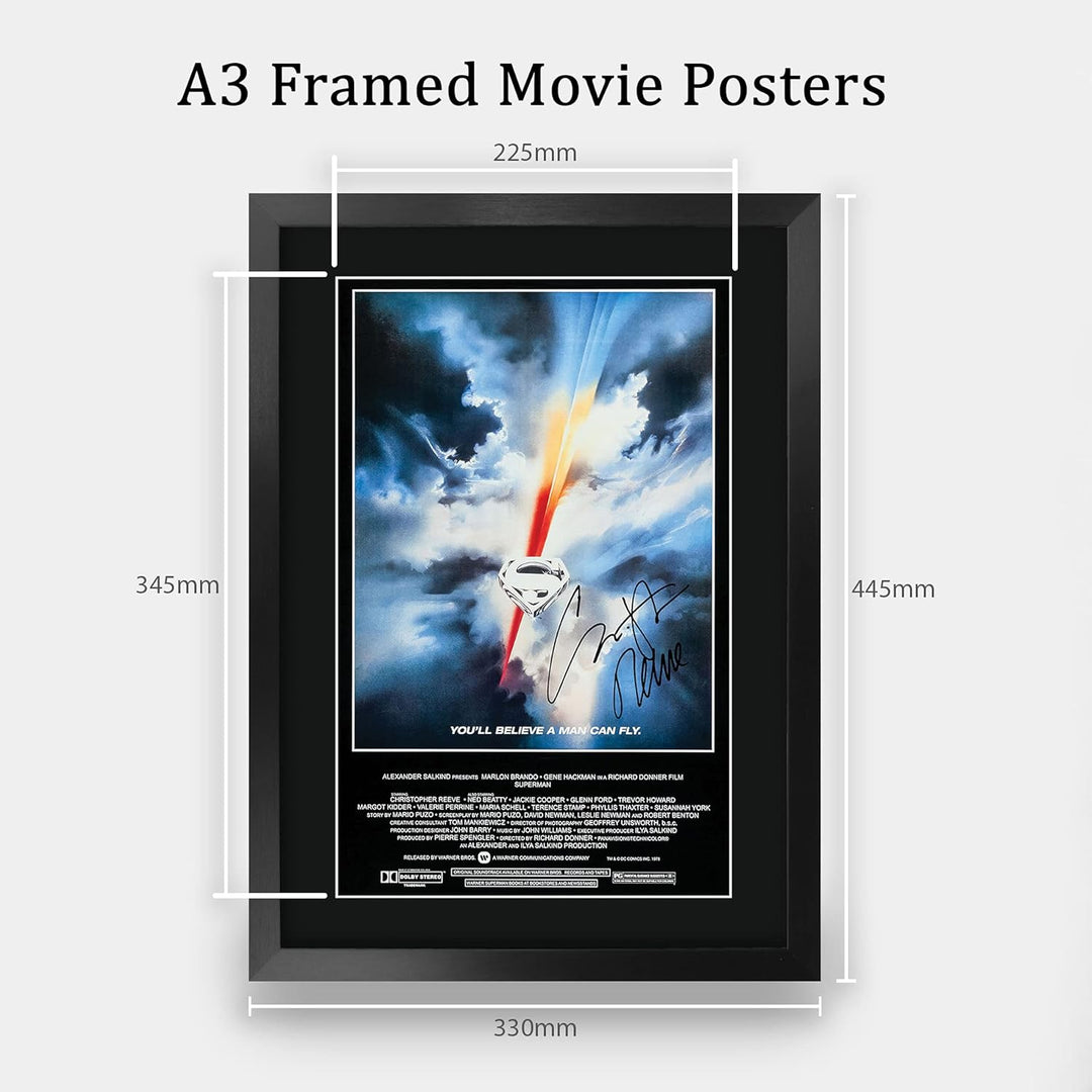 HWC Trading Superman A3 Gerahmte Signiert Gedruckt Autogramme Bild Druck-Fotoanzeige Geschenk Für Ch