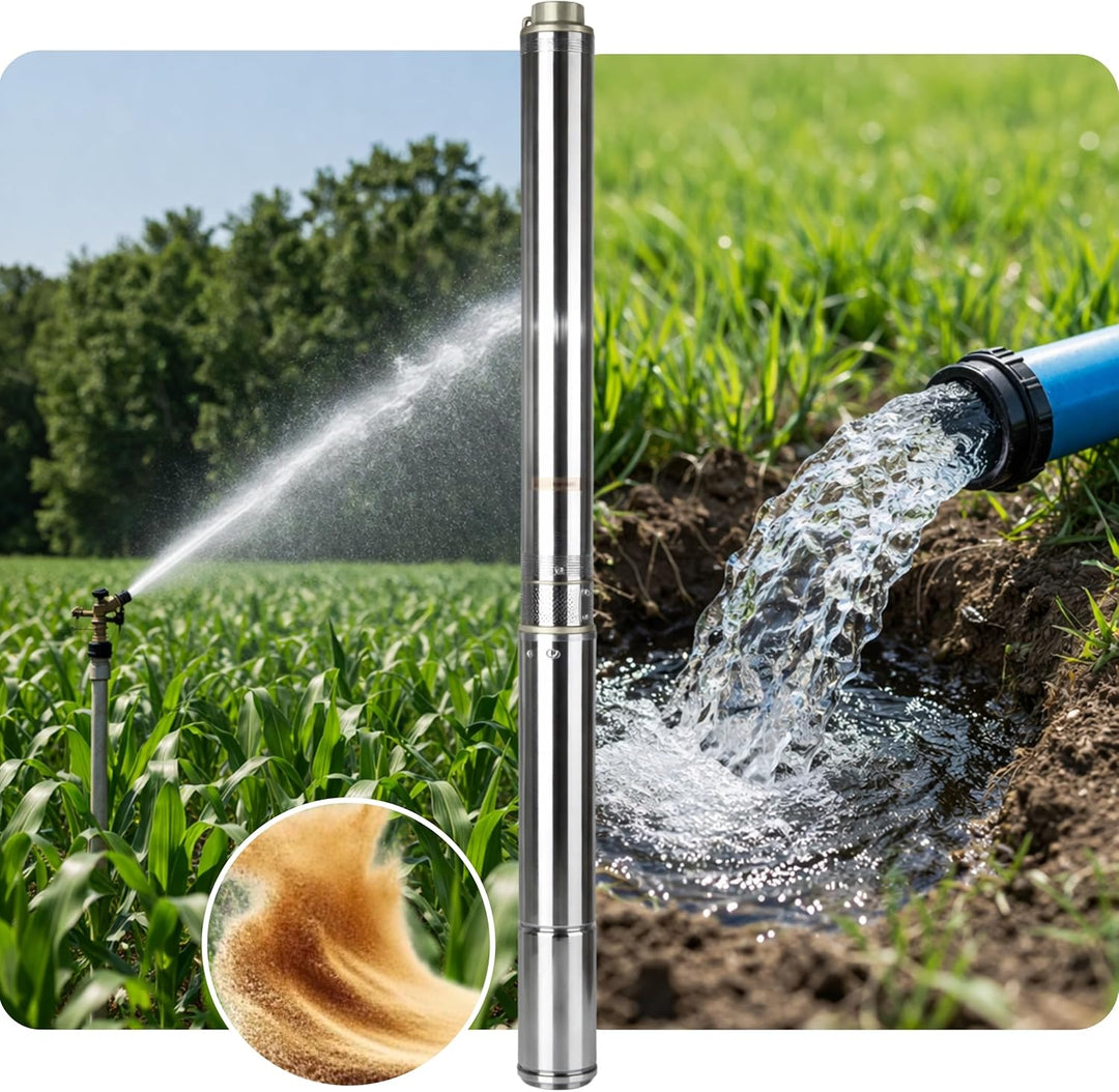Tiefbrunnenpumpe Wasserpumpe 3" 2/12 (370W 4200l/h max Förderhöhe 46m) - Sandverträglich Edelstahl -