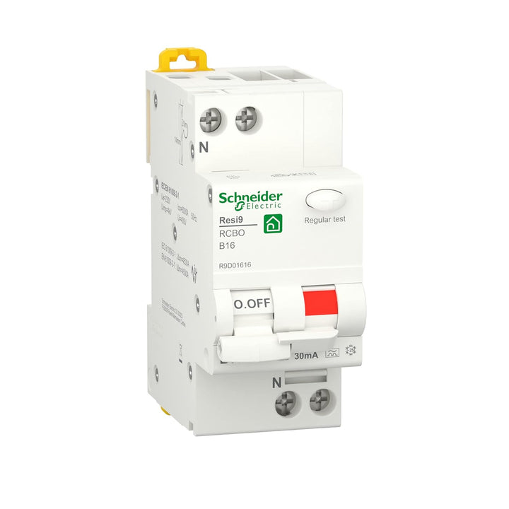 Schneider Electric FI LS RESI9 1P+N 16A B 30MA TYP A 6KA, R9D01616, Grau Ausschaltevermögen 6kA Nenn