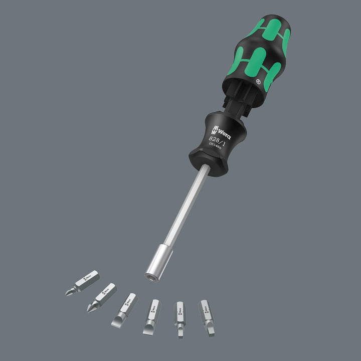 Wera - 05051512001 - Schraubendreher mit Bit Magazin, Kraftform Kompakt 27 Imperial Set 1, 7-teilig