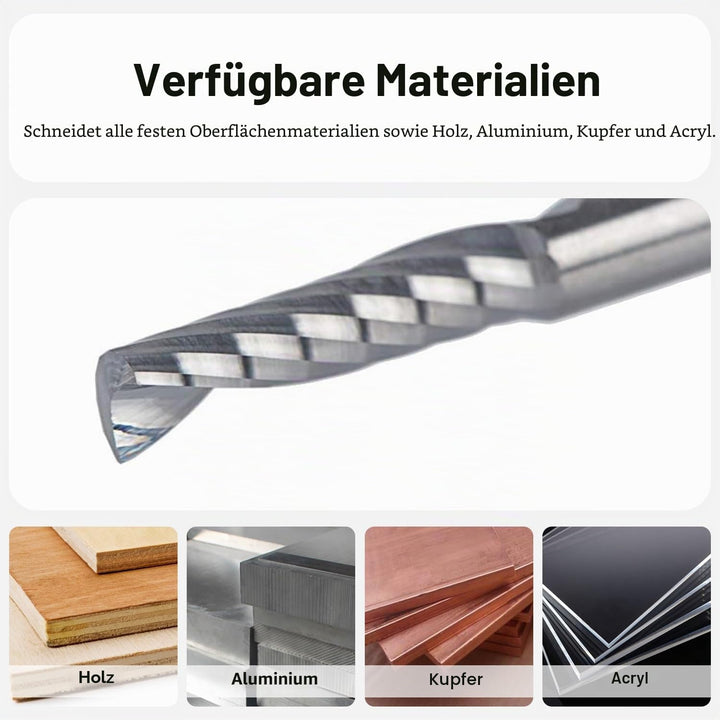 SpeTool 5 Stück Alu Fräser 3,175 mm (1/8") Schaft Einschneidiger CNC Fräser Holz VHM 12mm Schnittlän