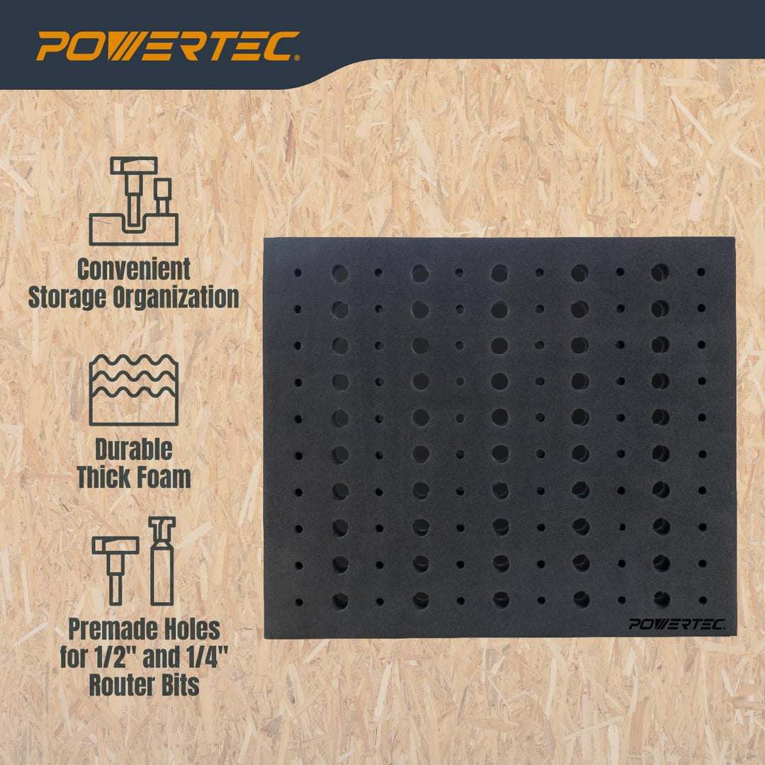 POWERTEC 71046 Fräseinsatz 110 Loch Für 50 x 1/2 Zoll und 60 x 1/4 Zoll Bits, Für 50 x 1/2 Zoll und