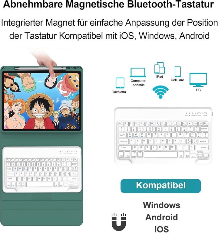 Tastatur Hülle für iPad Air 13 (M3) 2025/iPad Air 13 (M2) 2024, iPad Pro 12.9 6./5./4./3. Gen, Deuts