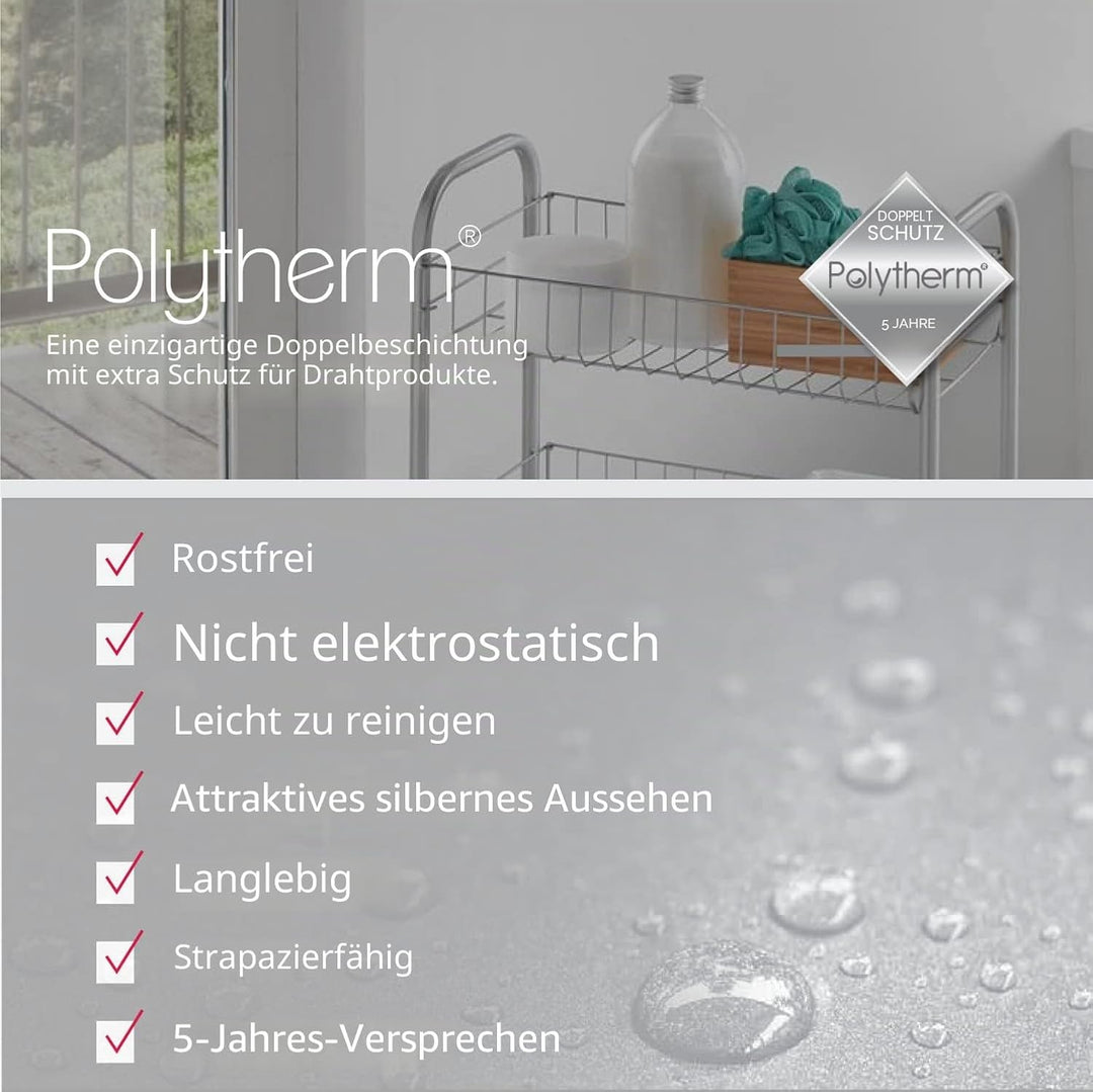Metaltex Allzweckwagen 3-Etagen, Silber, Edelstahloptik 41 x 23 x 63 cm, Silber