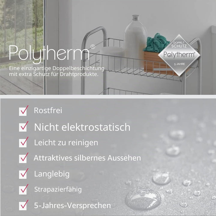 Metaltex Allzweckwagen 3-Etagen, Silber, Edelstahloptik 41 x 23 x 63 cm, Silber