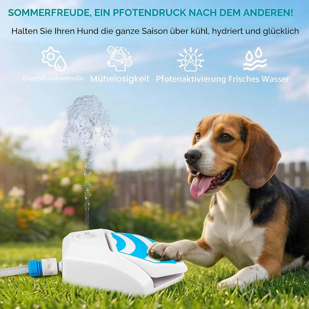 ALL FOR PAWS Hunde Trinkbrunnen Outdoor - Automatischer Wasserspender mit Sprinkler für Hunde, Hydra