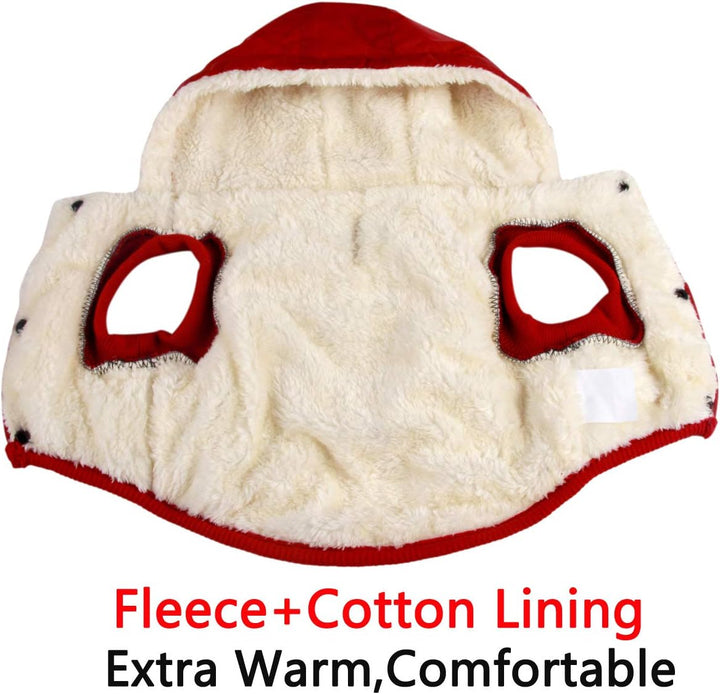 Warmes Fleece Hund Hoodie im Winter, kleine Hundejacke Hundemäntel mit Kapuze (Rot M) Medium (Pack o