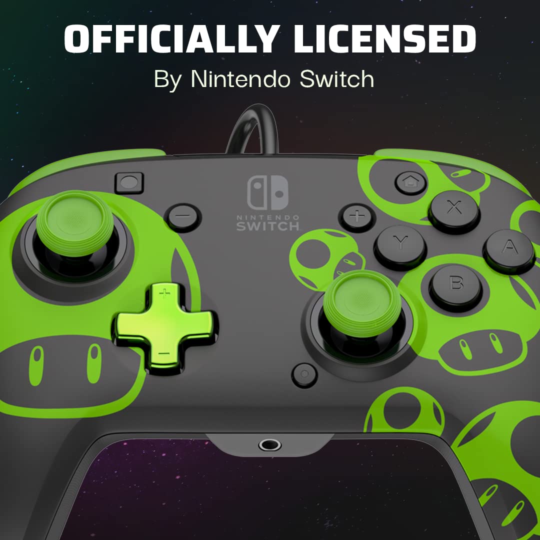 PDP Switch Rematch verkabelt controller 1-UP Glow in the dark Offiziell Lizenziert durch Nintendo -