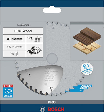 Bosch Accessories 1x Kreissägeblatt Standard for Wood (Holz, Sägeblatt Ø 140 x 20 x 1,5 mm, 42 Zähne