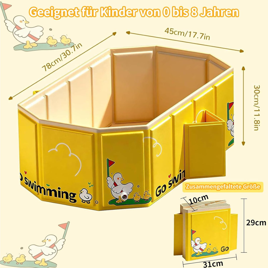 Babybadewanne Faltbare, Integrierte Baby Badewanne mit Stabilen Standfüssen und Doppeltem Ablauf, Re