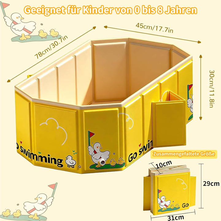 Babybadewanne Faltbare, Integrierte Baby Badewanne mit Stabilen Standfüssen und Doppeltem Ablauf, Re