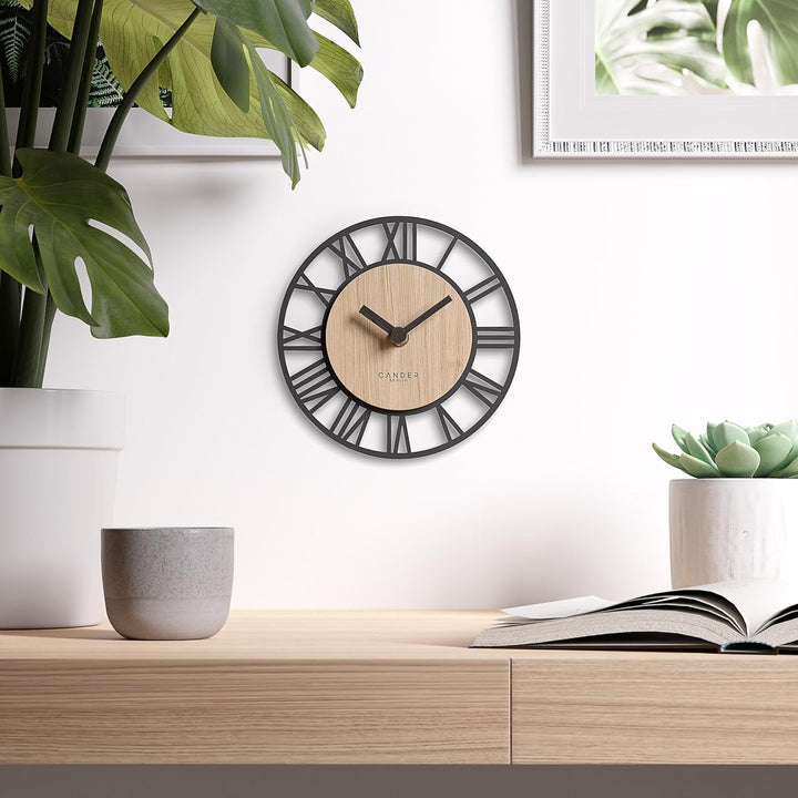 Cander Berlin MNU 2717 R Wanduhr Tischuhr lautlos 17 cm ohne Tickgeräusche analog Wohnzimmer modern
