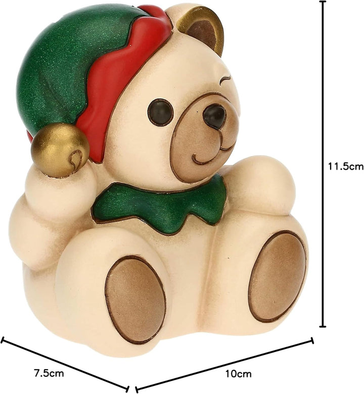 THUN - Weihnachten 2022 - Figur Teddy Elfo aus Keramik von Hand verziert 2022 - mit Zinnbox - 10 x 7
