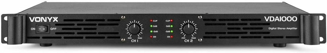 Vonyx VDA1000 PA Verstärker Endstufe 1000 Watt, mit 3-Band-Equalizer, 2 Kanal DMX Kombi Input, Speak