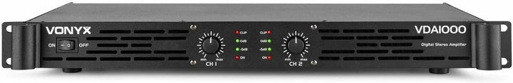 Vonyx VDA1000 PA Verstärker Endstufe 1000 Watt, mit 3-Band-Equalizer, 2 Kanal DMX Kombi Input, Speak