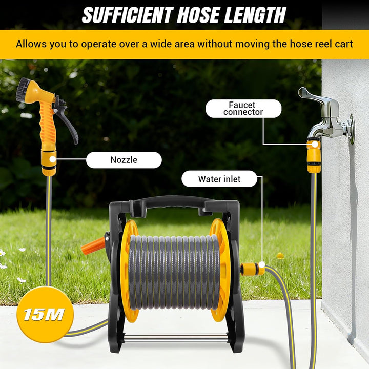 Schlauchtrommel, Gartenschlauchtrommel mit Schlauchrohr (1 Schlauchtrommel + 15 m Schlauchrohr) 1 Ho