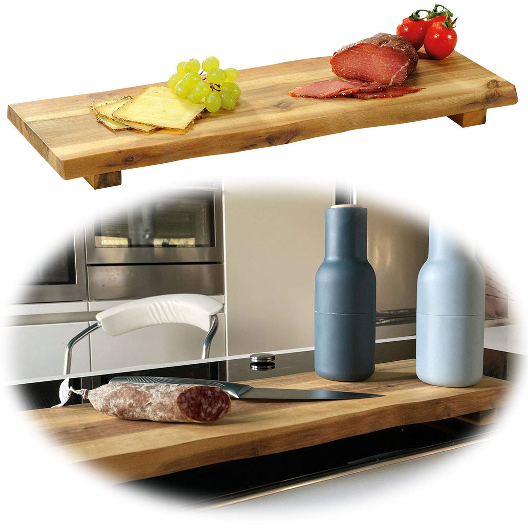 LS-LebenStil XL Vesperbrett Servierbrett Akazie 53x19x4cm - FSC Zertifiziert - Standfüsse - auf Füss