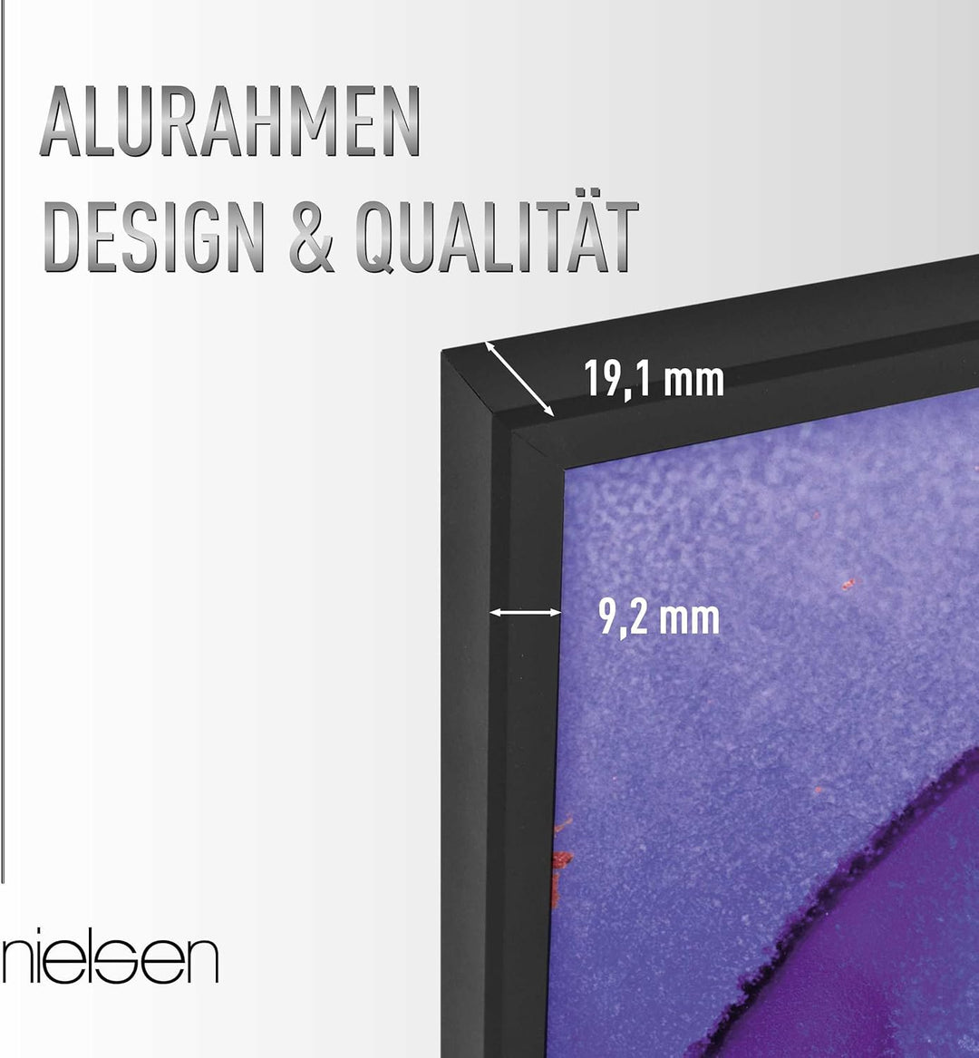 nielsen Bilderrahmen Atlanta, 40x50 cm, Aluminium Schwarz Matt, bruchsicheres Acrylglas, für Poster