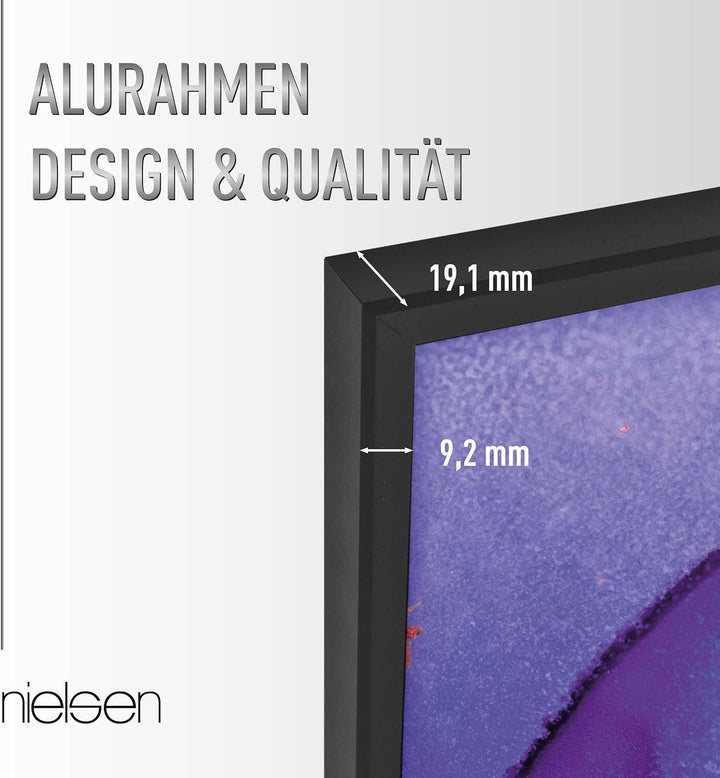 nielsen Bilderrahmen Atlanta, 40x50 cm, Aluminium Schwarz Matt, bruchsicheres Acrylglas, für Poster