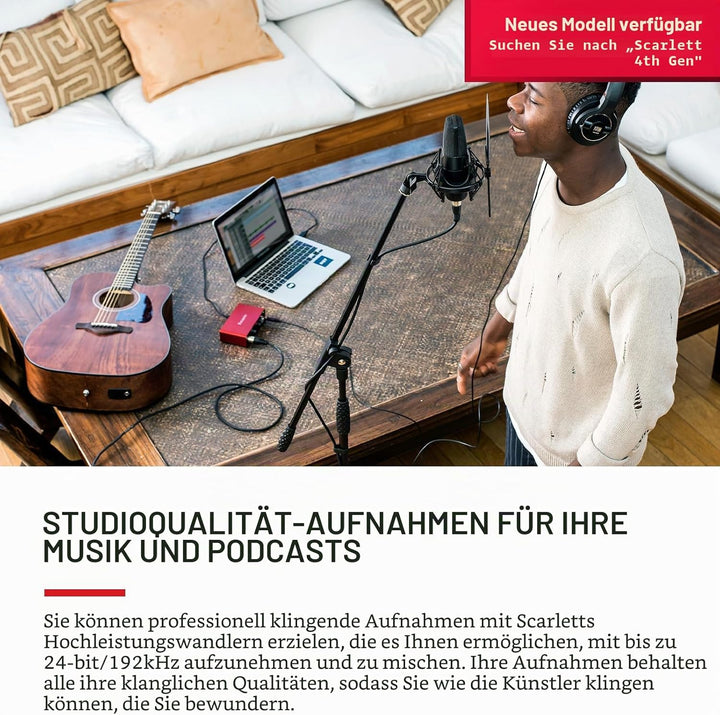 Focusrite Scarlett Solo 3. Gen USB-Audio-Interface-Bundle für Gitarristen, Sänger oder Produzenten.