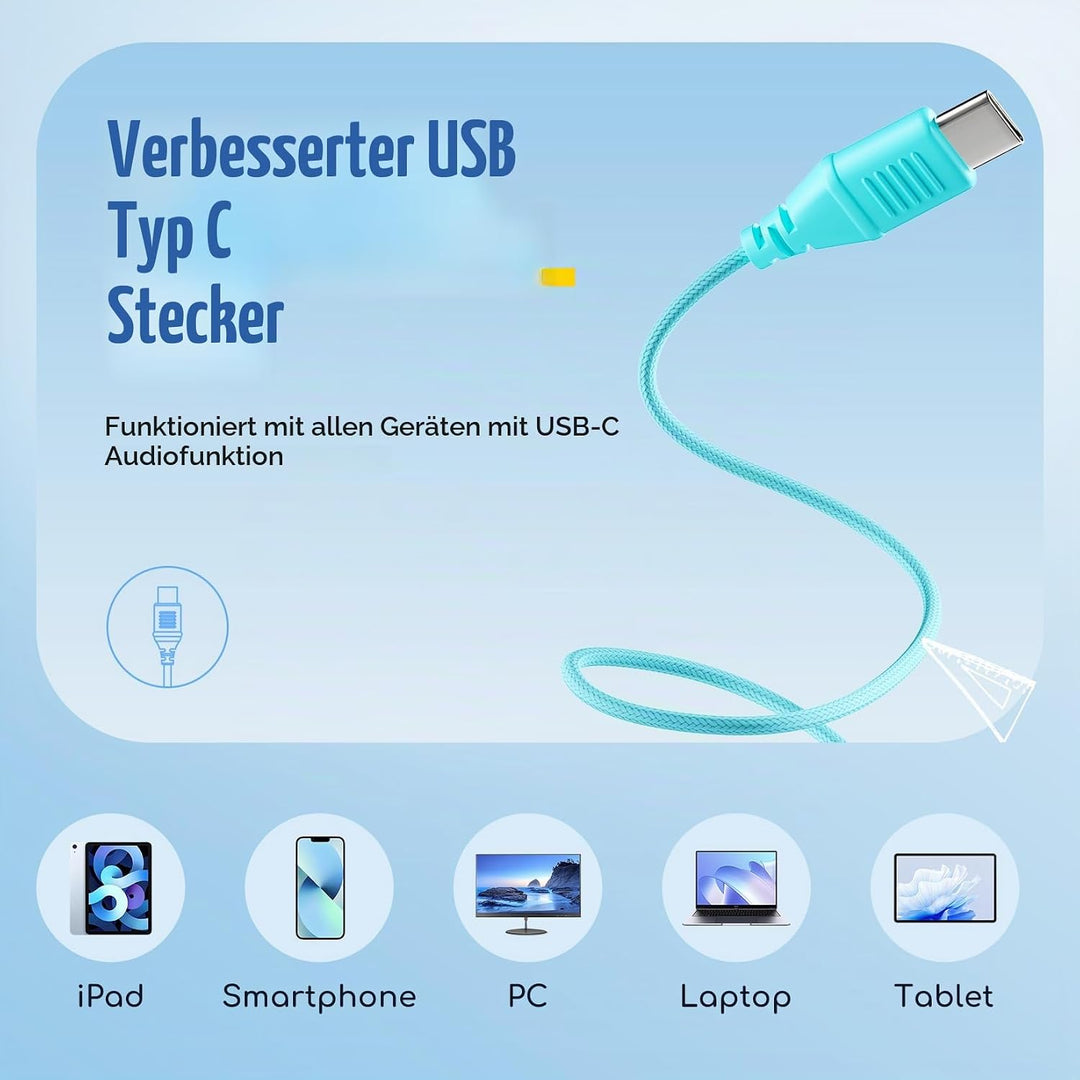 EarFun Kinder Kopfhörer, Kopfhörer Kinder USB C, 85/94dB Lautstärkenbegrenzer, HiFi Klang, faltbar,