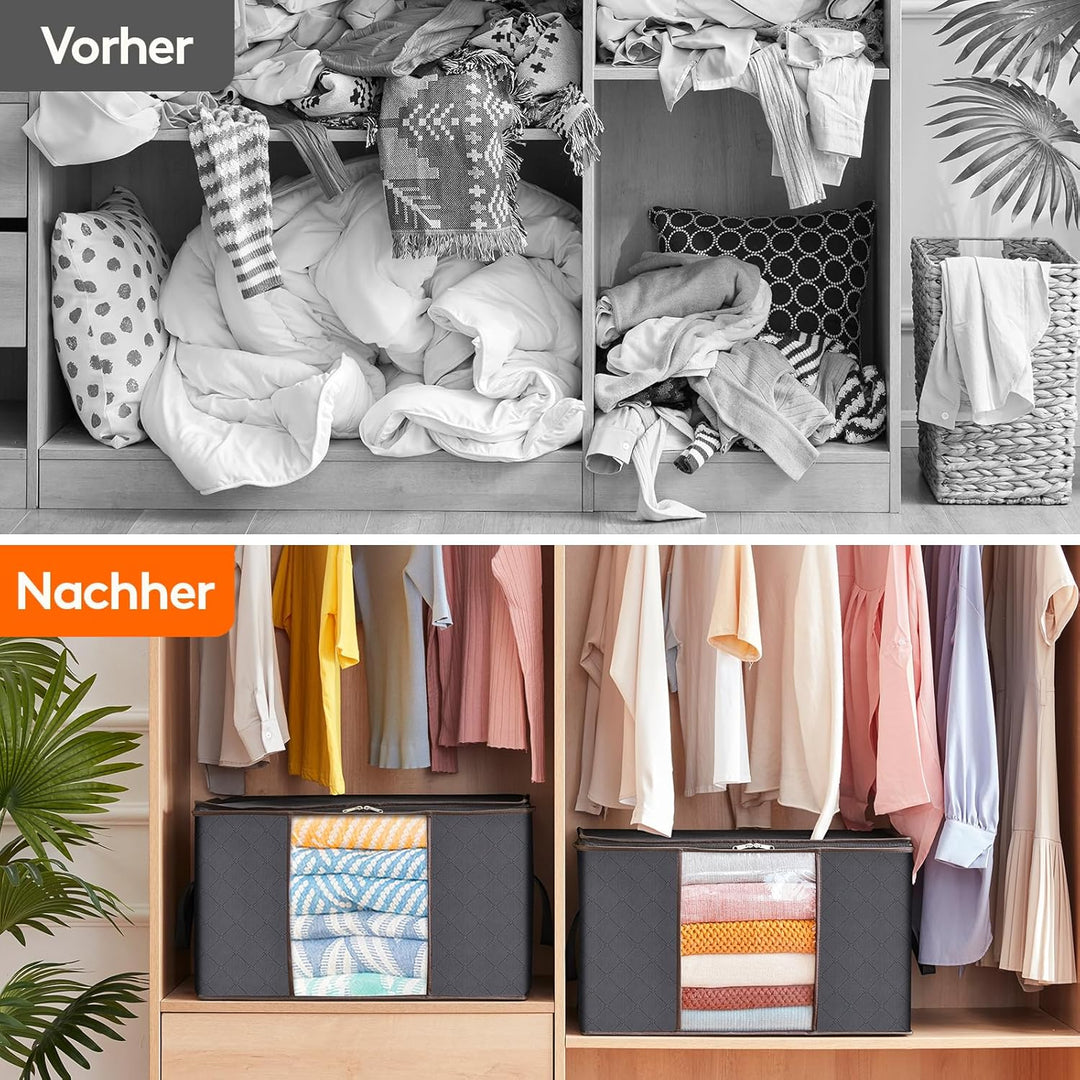 Lifewit 8 Stück 90L Aufbewahrungstasche, Aufbewahrungsbox mit Deckel, Gross Kleideraufbewahrung Umzu