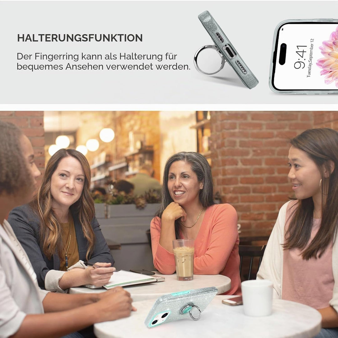 SouliGo iPhone 14 Hülle, iPhone 14 Hülle Glitzer, iPhone 14 Handyhülle Silikon Case Cover mit 360 Gr