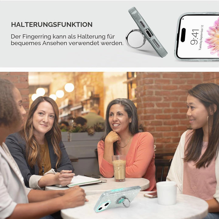 SouliGo iPhone 14 Hülle, iPhone 14 Hülle Glitzer, iPhone 14 Handyhülle Silikon Case Cover mit 360 Gr