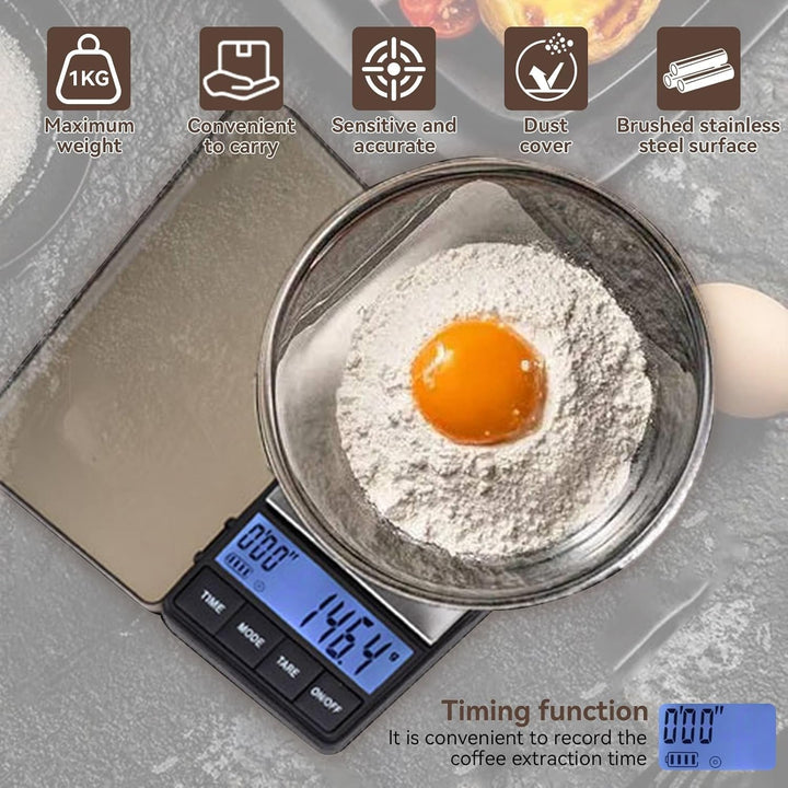 Espressowaage Mit Timer 1000 G X 0,1 G, Dünne Und Schlanke Kaffeewaage Für Tropfschale, Kleine Und H