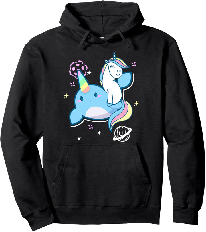 Lustiger Einhorn-Nurwal Raum verzaubertes Tiergeschenk Pullover Hoodie