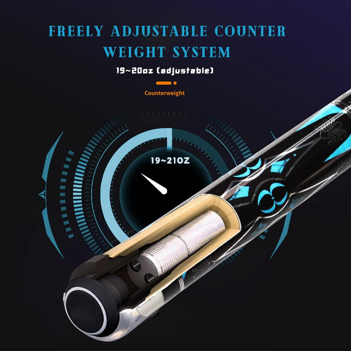 Billardqueue aus Kohlefaser, Spielqueue mit 11,8 mm Kopf, 1/2 Profi-Billardqueue, 147,7 cm mit 8-Zah